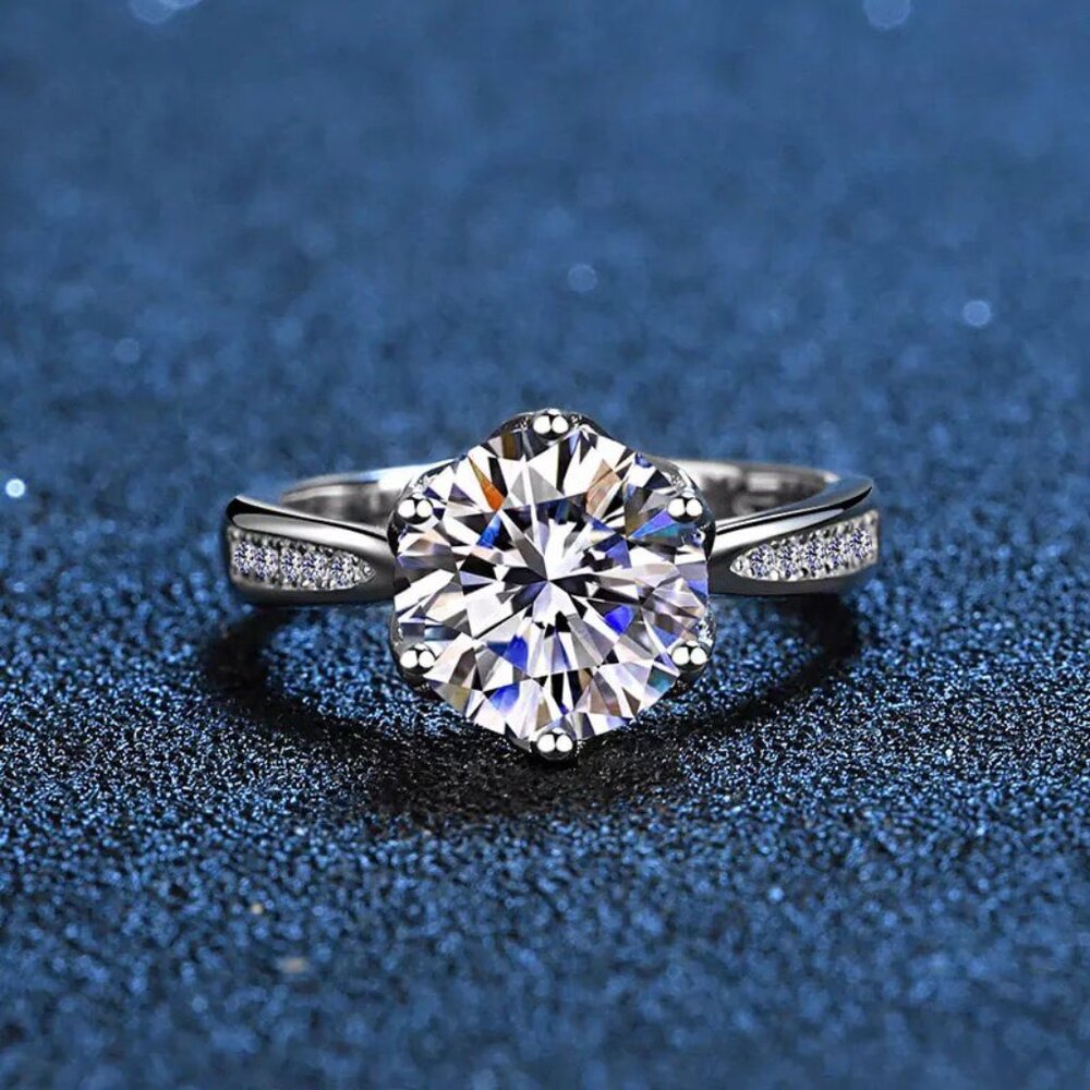 Women's CZ Round Cut Engagement Ring Set on a Gorgeous Dainty Setting
